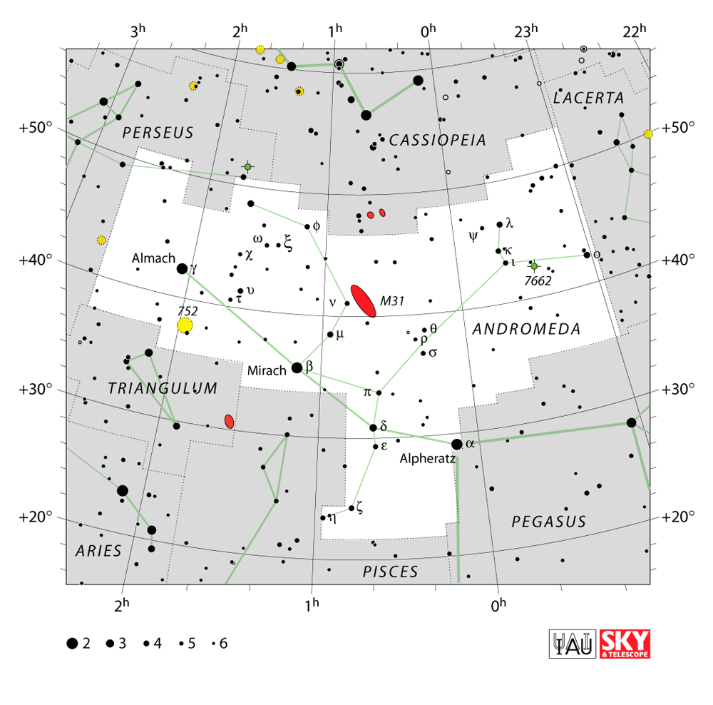 Andromeda constellation chart