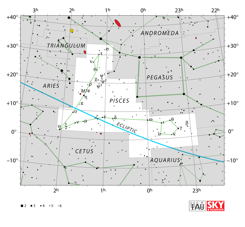 Pisces constellation chart